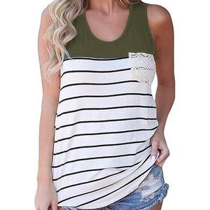 Green and white stripped tank top with pocket